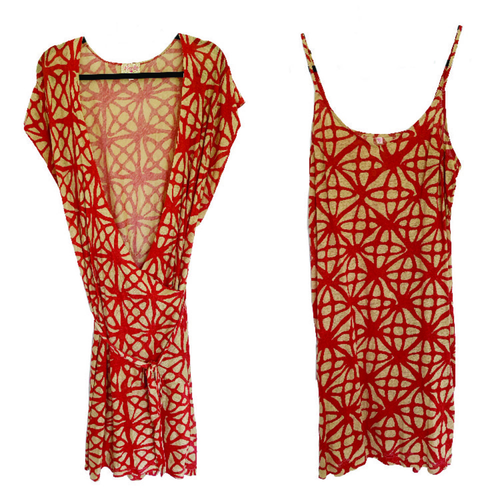 PLENTY TRACY REESE Counting Angels Geometric Print Slip & Wrap Dress Size L, 2pc